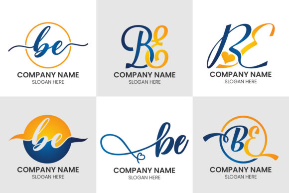 Creative Abstract Monogram Letter BE: Modern Logo Typography