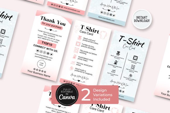 Editable T-Shirt Care Card Canva Template: Professional Branding Made Simple